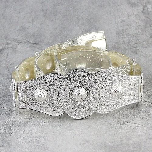 Sunspicems Retro Vintage Caucasus Belt antique Gold Silver Color Women Robes Wedding Jewelry Metal Pattern Waist Chain 2021