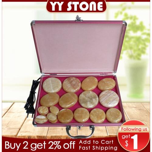 Tontin 20pcs/set Hot stone body massager yellow Jade Salon SPA with heater bag CE and ROHS healthcare health care