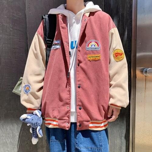 Spring and autumn corduroy jacket mens ins tide brand Harajuku style Korean style versatile handsome loose Baseball Jacket