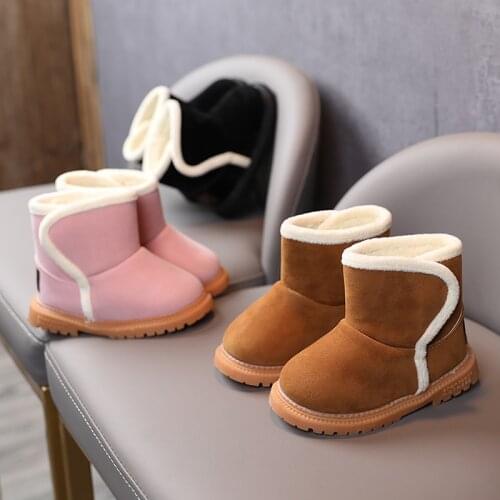 CUZULLAA Winter Baby Girl Snow Boots Baby Boy Snow Boots with warm Fur Kids Ankle Cotton Boots Toddler Children Shoes Non-Slip
