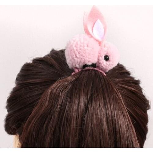 1 Piece New Kids Cute Rabbit Hair Ring Animals Hair Ball Hairband Plush Rabbit Ears Hair Clips Girls Hair Accessories Ornaments