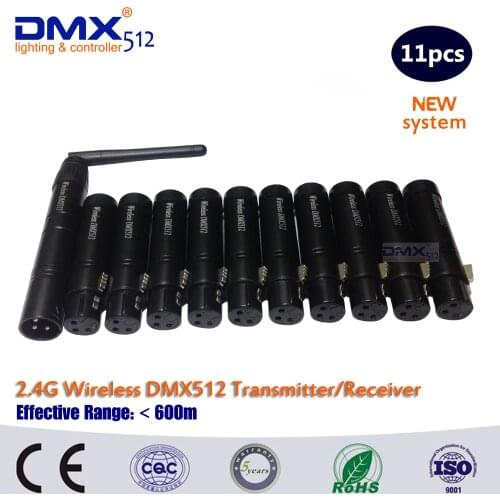 11pcs/Lot Dmx Antenna Wireless DMX One Transmitter And 10pcs Receiver wireless transfer signal
