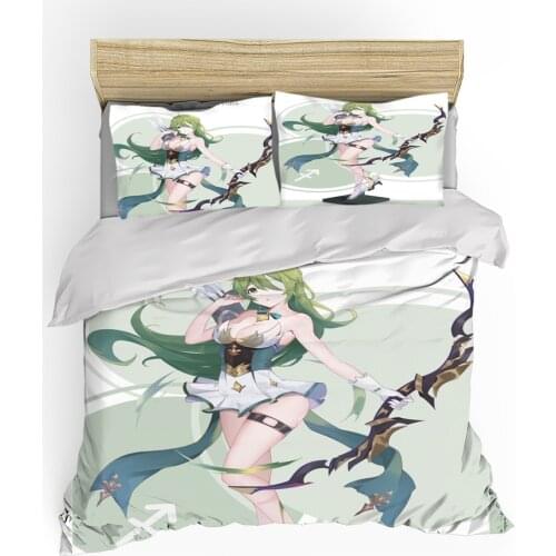 3D Printed Bedding Set Beauty Girl Duvet Cover With Pillowcases Set Anime Comforter Bedding Sets King Queen Soft Cute For Adult