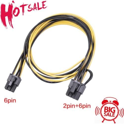 6 Pin PCI Express to Dual PCIE 6+2 Pin Power Cable Motherboard Graphics Card PCI-E Riser GPU Power Data Cable 20cm/50cm