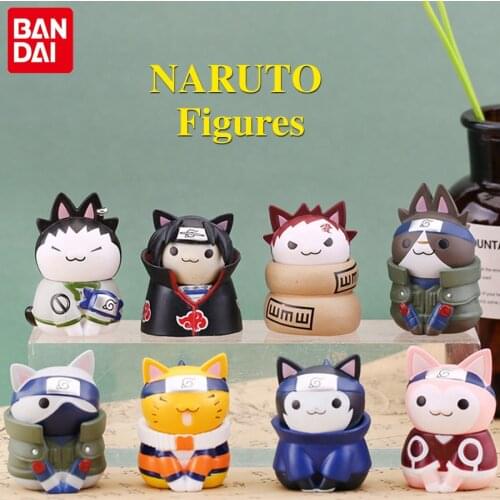 8PCS/Set Anime Cat NARUTO Figures PVC Q Version Doll Kakashi Gaara Action Figure Room Decoration Kawaii Cartoon Boy Toy Kid Gift