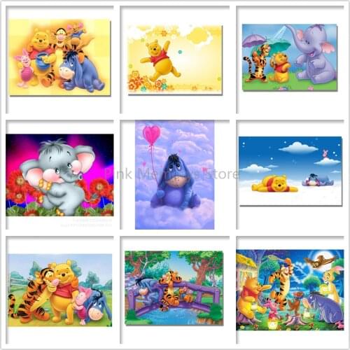 5d Diy Diamond Embroidery New Arrivals Dinsey Cartoon Winnie The Pooh Full Round Diamond Painting Cross Stitch Cartoon Kids Gift