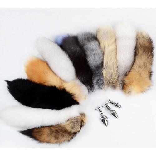 Anal Plug Separable Real Fox Tail Cosplay Butt Plug Anal Sex Tail Anal Stimulator Massager Sex Toys for Woman Men Couples