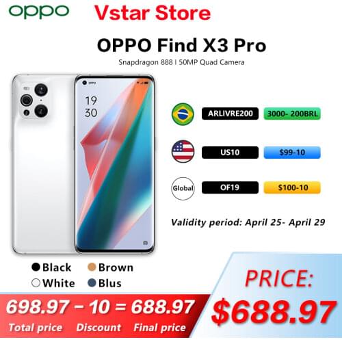 Official New Original OPPO Find X3 Pro 5G Cell Phone 6.7inch AMOLED Snapdragon 888 65W SuperVOOC 30W Air VOOC NFC 50.0MP Camera