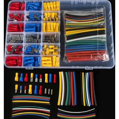 HRV HSV HBV RSFR Crimp Terminal Connectors 350 pcs Terminals+328 pcs 2:1 Black Heat Shrink Tube Assorted Connectors With Box Kit