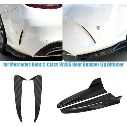Carbon Rear Bumper Lip Diffuser Splitter Air Vent Trim for Mercedes Benz C-Class W205 C180 C200 C300 C63 AMG 2015-2021