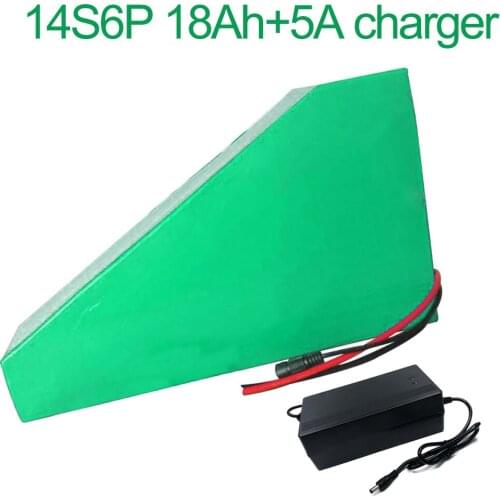 With 5A charger 52V 18Ah 14S6P 18650 Li-ion Battery Pack E-Bike Ebike electric bicycle 235*215*180*70*70*50mm