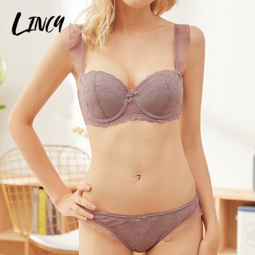 Womens Underwear Bra and Panty set Padded Removable Push up Comfortable ABC Cup Sweet Sexy Lace Edges tops Lingerie Set
