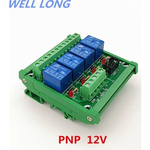 DIN Rail Mount 4 Channel PNP Type 12V 10A Power Relay Interface Module,SONGLE SRD-12VDC-SL-C Relay