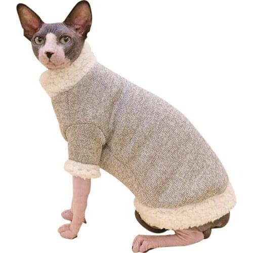 Sphynx Cat cotton padded jacket Winter Thick Warm Soft Cloud Velvet High collar Hairless Cat Clothes outfit