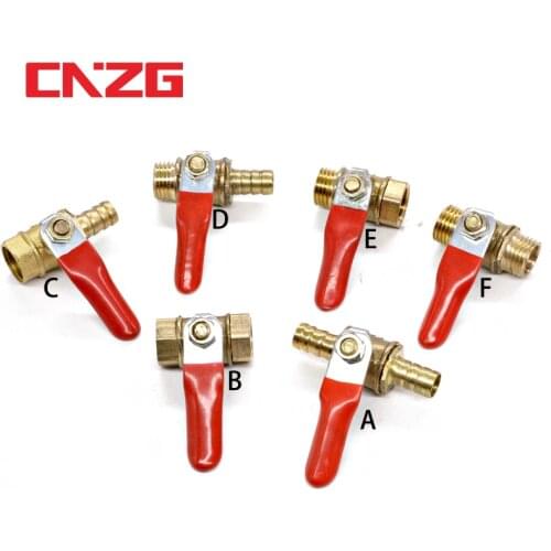 Brass Water Oil Air Gas Fuel Line Shutoff Ball Valve Pipe Fittings Pneumatic Connector Controller Handle 6-12MM Hose Barb Inline