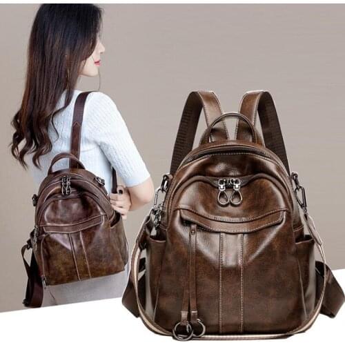 Fashion Leather Backpack Women Shoulder Bag Bagpack Casual Travel Backpacks Teenagers Girls Back Pack Women Mochila Feminina