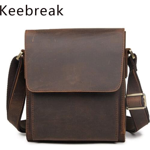 100% Genuine Leather Men Shoulder Bags Husband 2021 Retro Crazy Horse Leather Male Messenger Crossbody Bags Vintage Cross Body