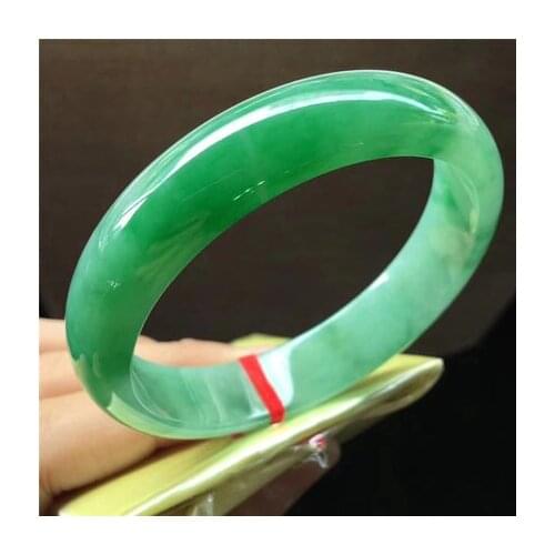 Natural Burmese Jadeite 54mm-61mm Green Bracelet Elegant Womens Bracelet Jewelry Send Mom to Girlfriend