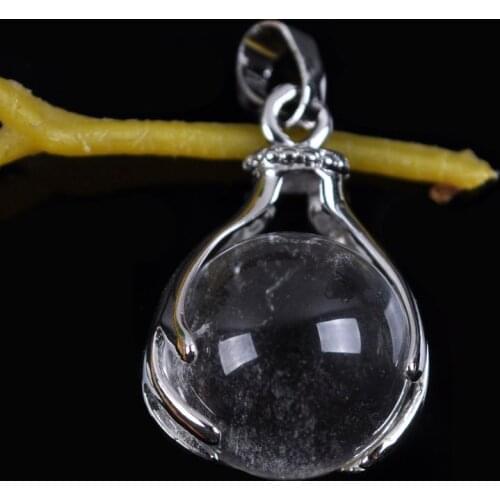 Natural Clear Quartz Crystal Round Bead GEM Pendant Jewelry For Gift S331