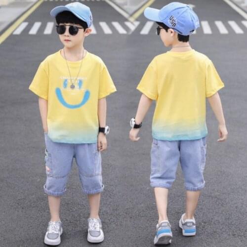 New Arrivals Kids Boys Clothes Set Summer Short Sleeve T-Shirt +Shorts 2 Pieces Suit Sport Fashion Boys Clothes Outfits 3t to 12