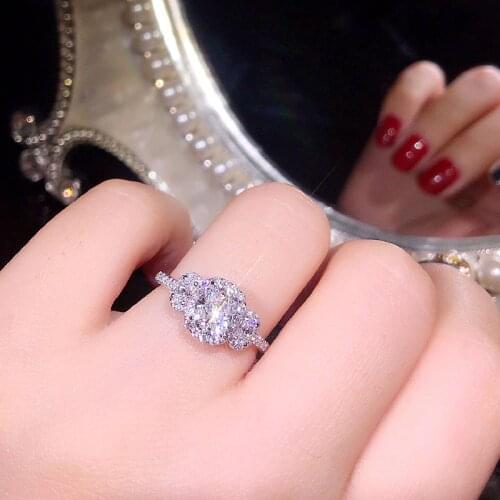 AU750 Center 1ct Oval Cut Solid 18K White Gold DF Color Halo Moissanite Ring Side Oval Ring Engagement Wedding Ring For Women