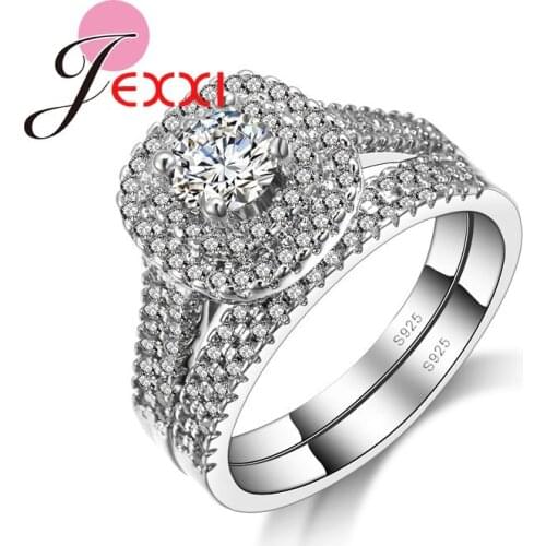Wholesale Women White Clear Crystal Luxury Rhinestone Jewelry Rings Engagement High Quality Silver Ring Size 7 8 9