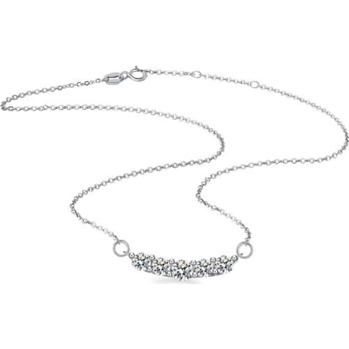 Wholesale Woman 100% 925 Sterling Silver Necklace Long Square Pendant Zircon Girl Elegant Chocker Chain Silver Jewelry gift