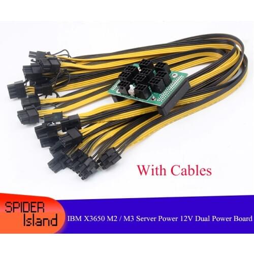 IBM X3650 M2 / M3 Server Power Adapter Board 12V Adapter Board Dual Power Board + 10pcs x 6Pin to 8Pin (6+2) Power Cable