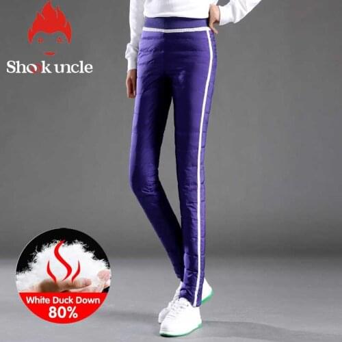 Winter Casual Sweatpants womens 80% White Duck Down Pants Winter Warm Slim Mid Waist Pencil Pants For Women Trousers