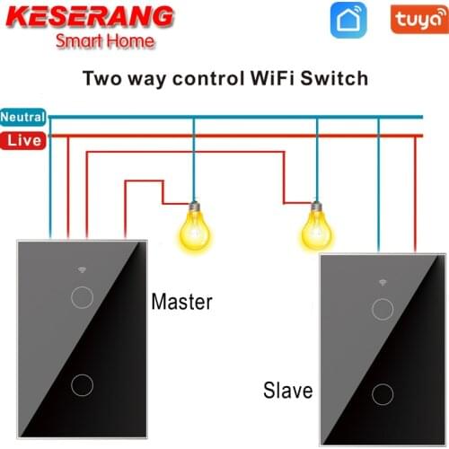 Tuya/Ewelink 2pcs WIFI smart touch switch 2 gang 2 way US standard light switch 10A 95-240V AC supports smart home alexa Google