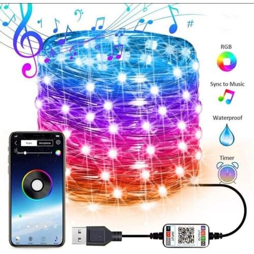 USB 40Key IR Remote and Smart Bluetooth APP LED String Light For Christmas Tree Decor xmas decoration Dream color String Lights
