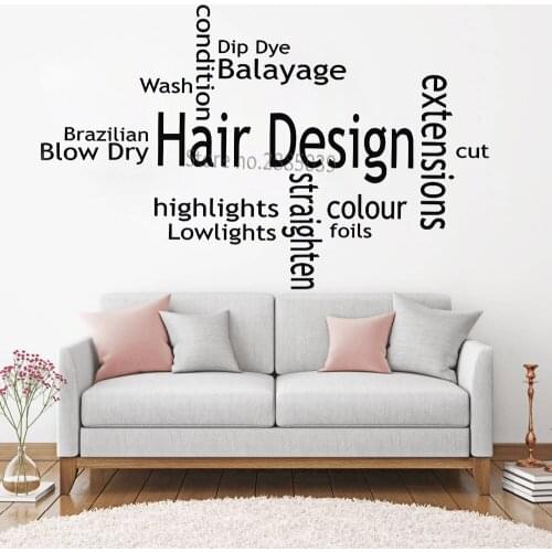 Hair Design Make Up Sign Wall Stickers Beauty salon Vinyl Wall Decals Art Murals Beauty Quote pegatinas de pared Wallpaper LC973