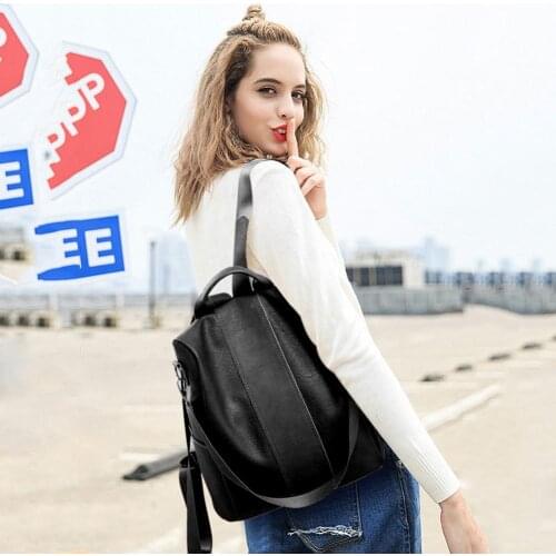 Women Backpack 2021 Plaque Backet Bags Large Shoulder Bag School Female Trend Solid Color Travel Hand Bag Quality Pu Leather Bag