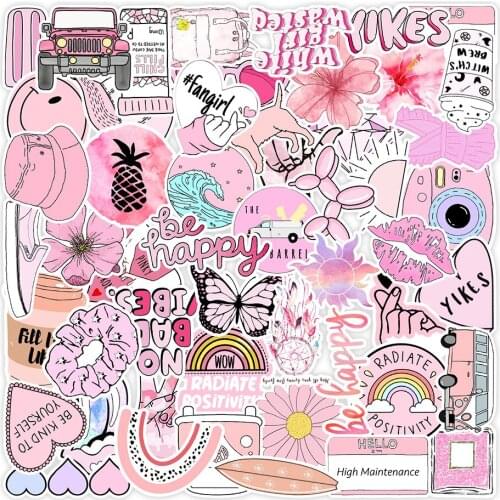 10/30/50PCS Cartoon Pink INS Style Vsco Girl Stickers Aesthetic Car Bike Travel Luggage Laptop Graffiti Classic Toy Cute Sticker