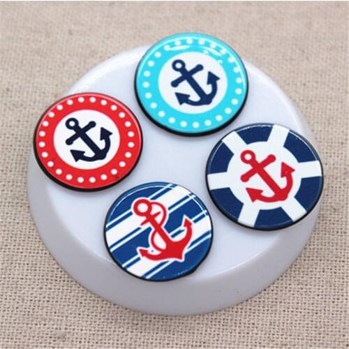 10pcs Kawaii Anchor Resin Round Planar Flat back Art Decoration Charm Craft DIY Hair Ornament Accessories,22mm