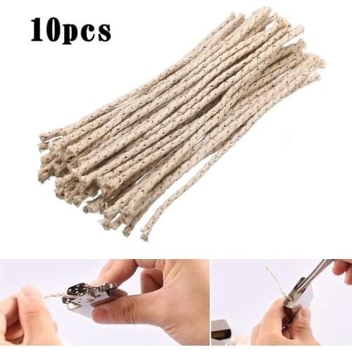 10pcs/Lot Copper Wire Cotton Core Wicks Kerosene Oil Lighter Accessories Replacement For Petrol Lighter Fire Starter Bulk