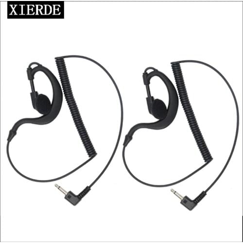 2 single earphone 3.5mm, G-shaped earphone only, earphone, earpiece, speaker hook, microphone, Baofeng Hytera Moto walkie talkie