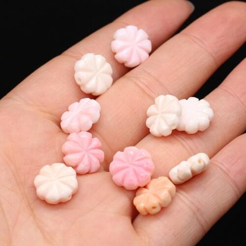 2pcs Natural Pink Mother Shell Beads Charms Flower Shape Loose Beads Accessories for Making Jewerly Accessories 12x12mm