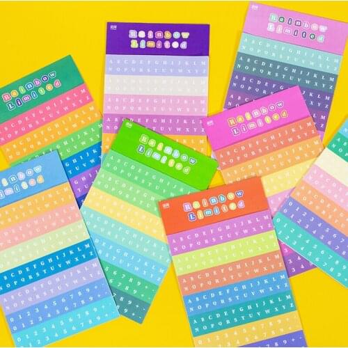 2 Pcs Rainbow Letter Alphabet Digital Decorative Stickers Scrapbooking DIY Stick Label Diary Stationery Album Journal Sticker