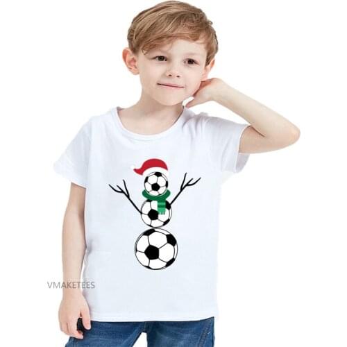 2018 Summer Girls & Boys T shirt Children Christmas Shirts Soccer Snowman Print T-shirt Baby Kids Funny Clothes,HKP5700