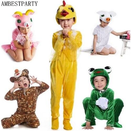 Hot 2020 Kids Animal Costumes Halloween Cosplay Costume Child performance Clothing Lion Pig Goat Frog Rabbit Clothes AMBESTPARTY