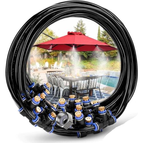 23M Garden Misting Cooling System Outdoor Mist Sprayer Water Sprinkler with 36 Brass Mist Nozzles for Patio Garden Lawn Coolant