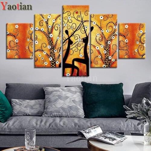 5 Panel Diamond Embroidery Abstract tree dance woman Diamond Art 5D Diamond Painting Cross Stitch Full Square Round Mosaic Kit