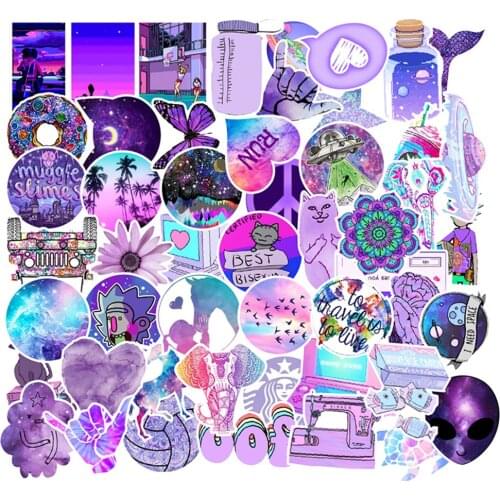 50pcs Purple Stickers For Notebooks Photo Album Laptop Bicycle Bike Car Guitar Helmet Aesthetic Waterproof Adesivos Stickers