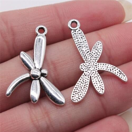6pcs Simple Dragonfly Charms For Jewelry Making 27x31mm Antique Silver Color Jewelry Accessories