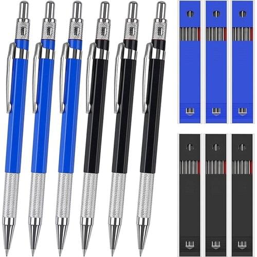 6 Pieces Carpenter Pencils with 72 Pieces Marker Refills, for Draft Drawing, Carpenter, Crafting, Art Sketching