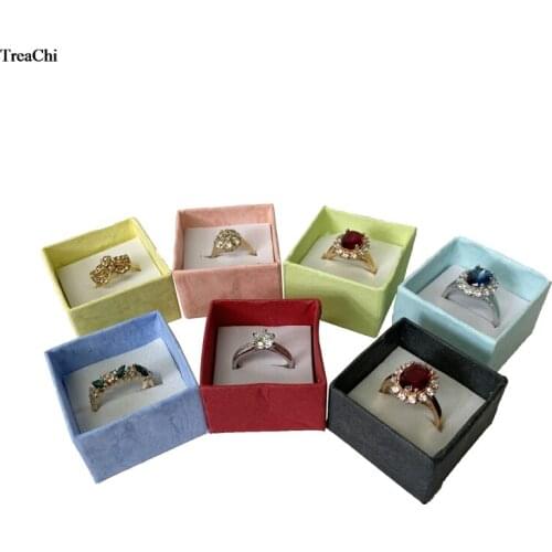 7 Colours Jewelry Storage Box Ring Organizer Case Earring Display Gift Box Papper With Ribbon Ring Earring Packaging Box Case