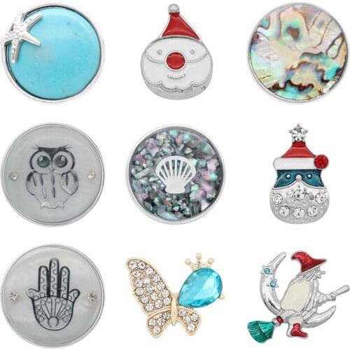 Butterfly Santa Claus Rhinestone Flower 20mm Metal snap button jewelry DIY bracelet KD1105