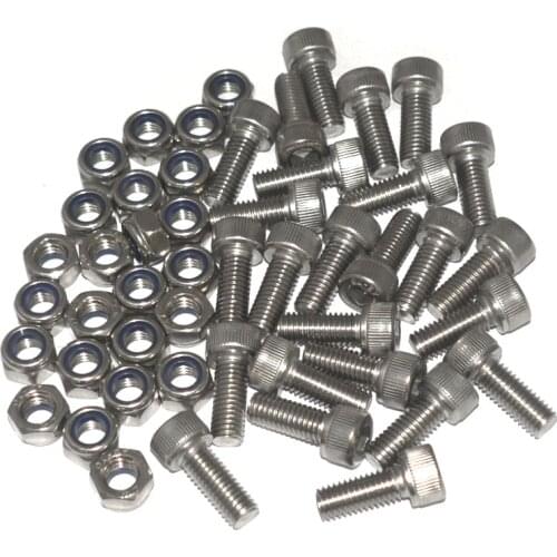 M8x20mm 304 Stainless Steel Hex Bolt Socket Head Cap Screws with Nylon Insert Hex Lock Nuts 25pcs