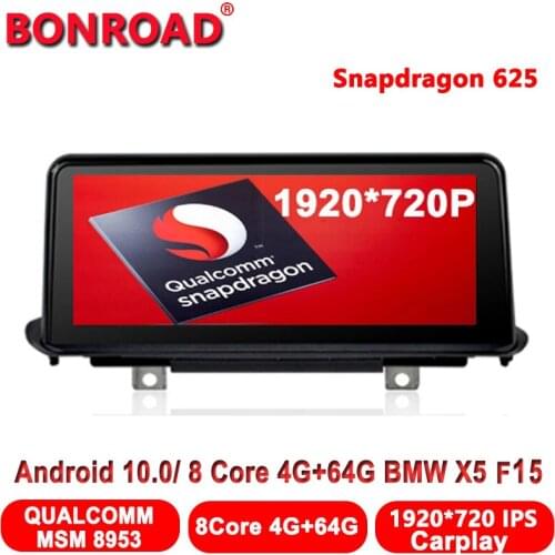 Bonroad 10.25' Screen Qualcomn Snapdragon Android 10 Car Multimedia Player For Bmw x5 F15 2014-2017 NBT 6Pin Stereo Radio Player